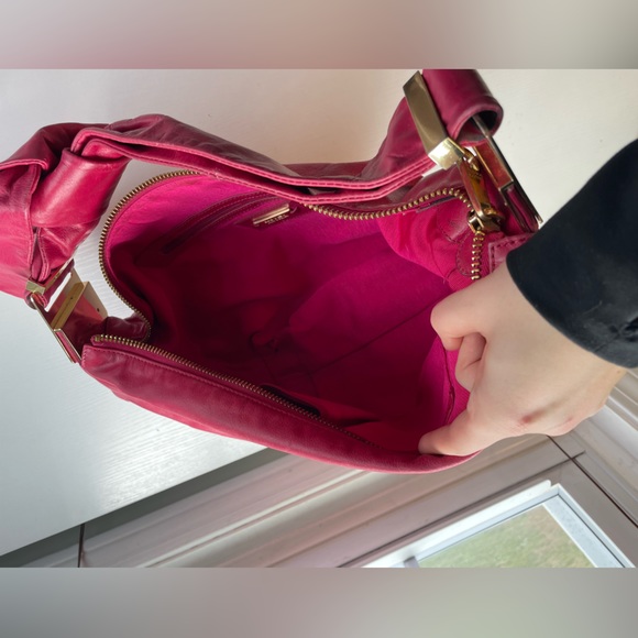 SALE 40% OFF | Badgley Mischka Pink Glazed Leather Hobo Shoulder Bag - Picture 5 of 9